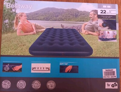Bestway Soft Top beflockte Doppel-Luftmatratze Vollhand AC Pumpe. In & Outdoor 