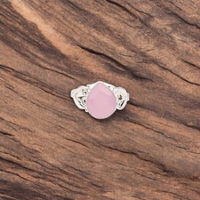 Rose Chalcedony Gemstone 925 Stamped Silver Handmade Ring Jewelry Gift For Women