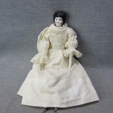 Vintage China Head Doll Low Brow Brunette 18in