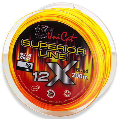 (0,13 /1m) Uni Cat Geflechtschnur fürs Wallerangeln, Superior Line 12X Braid