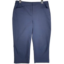 CHICO'S Fabulously Slimming Crop Pants Women  s 1 US 8 M Blue Pockets Stretch
