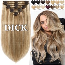8 Tressen DICK Clip In Remy Echthaar Extensions Haarverlängerung Doppelt Weft DE