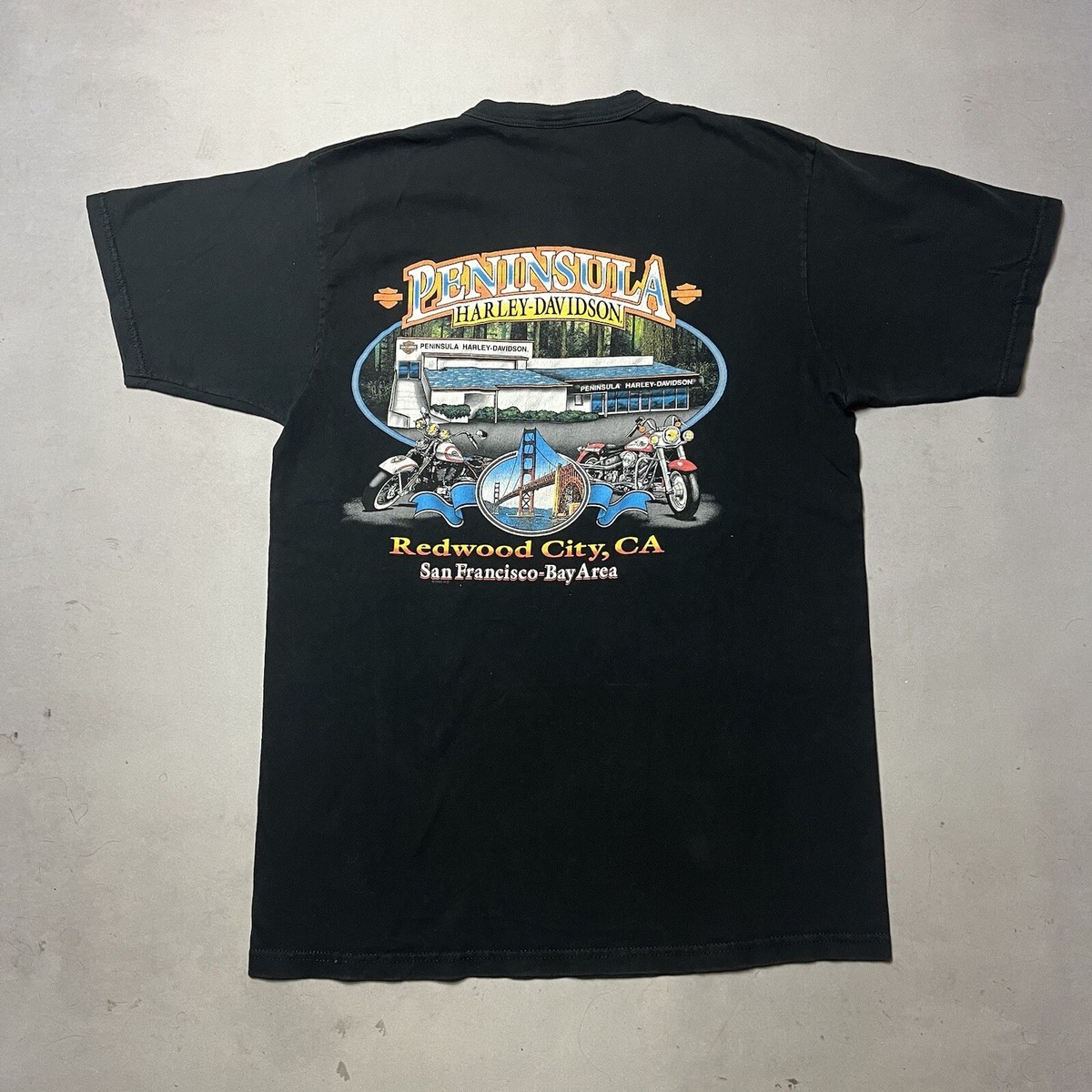Vintage 90s Harley Davidson Henley Redwood City SF Bay Area T 