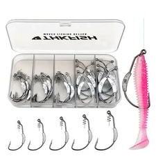 THKFISH Fishing Hooks Weighted Swimbait Hooks 30/60/19/25-Pack 30-Pack 5 Sizes