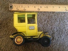 Vintage Tin Friction Sign of Quality Japan Taxi Antique Car Toy