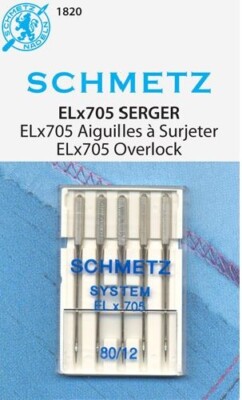 Schmetz 1820 Overlock Serger Sewing Machine Needles Size 80/12 ELX705 