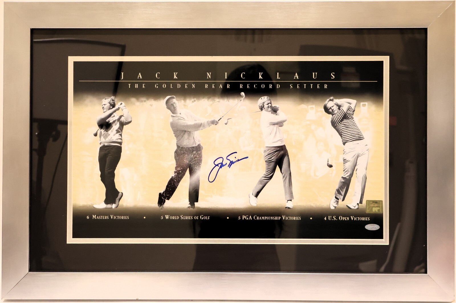 Jack Nicklaus Autographed Signed 12x20 Photo Collage Framed Steiner COA 