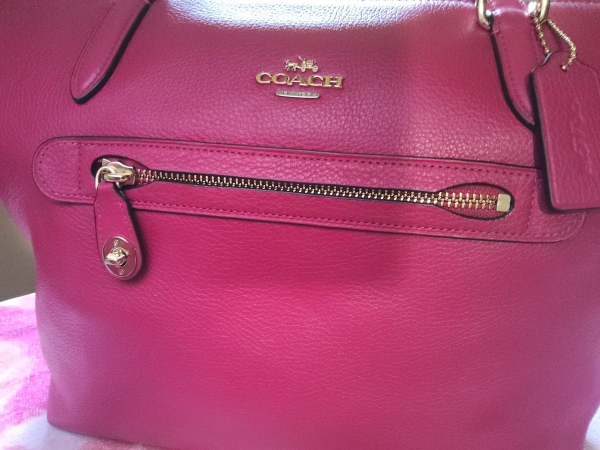 COACH Pebbled Lthr Taylor Tote LI/CERISE One Size 38312