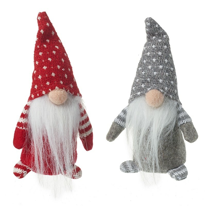 Set of 2 Red & Grey Christmas Santa Gonks Gnomes Elfs Gonk Fabric