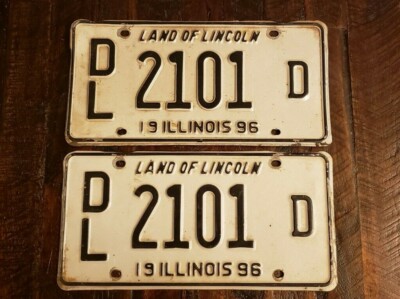 1996 Original Illinois License Plate Matching Pair Dealer Dl 2101 D Free Ship Ebay