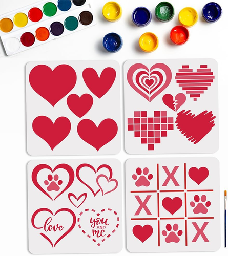 Graffiti Herz Schablone 30x30cm Wiederverwendbar – DIY Malvorlage Mit Love You Design Für Wanddekoration & Leinwand