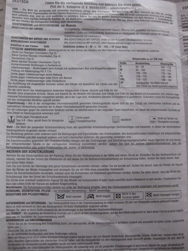 Schutzanzug Gr. XL Overall mit Kapuze COVER Cat.III Chemie Schutz gelb - Bild 5 von 6