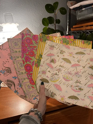 Vintage Bridal Shower And Occasion Wrapping Paper Lot Of 5, Multiple Sizes