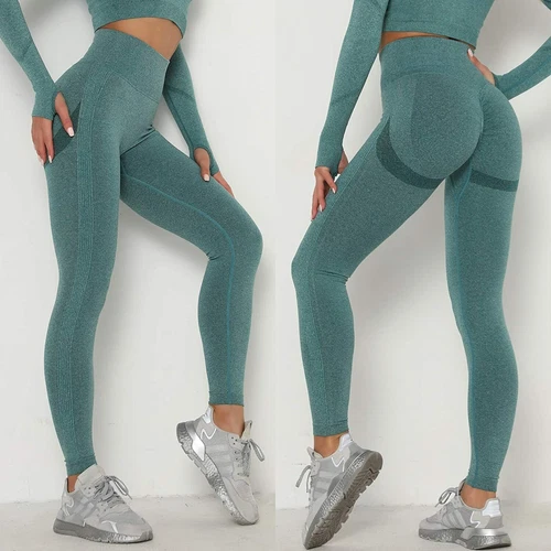 Hochtaillierte Damen-Yogahose Anti-Cellulite zerknitterte Butt-Leggings Push Up FITNESSSTUDIO - Bild 35 von 42