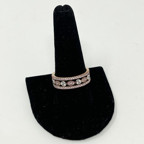HIDALGO Sterling Silver PINK Diamonique ETERNITY BAND RINGS Set of 3 STACKABLE