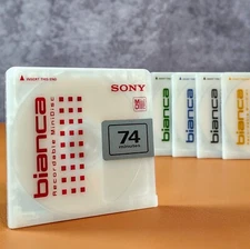Set of 5 Sony Bianca 74 1st Series Mini Discs, 74 Min Each w/ Soft Slip Cases