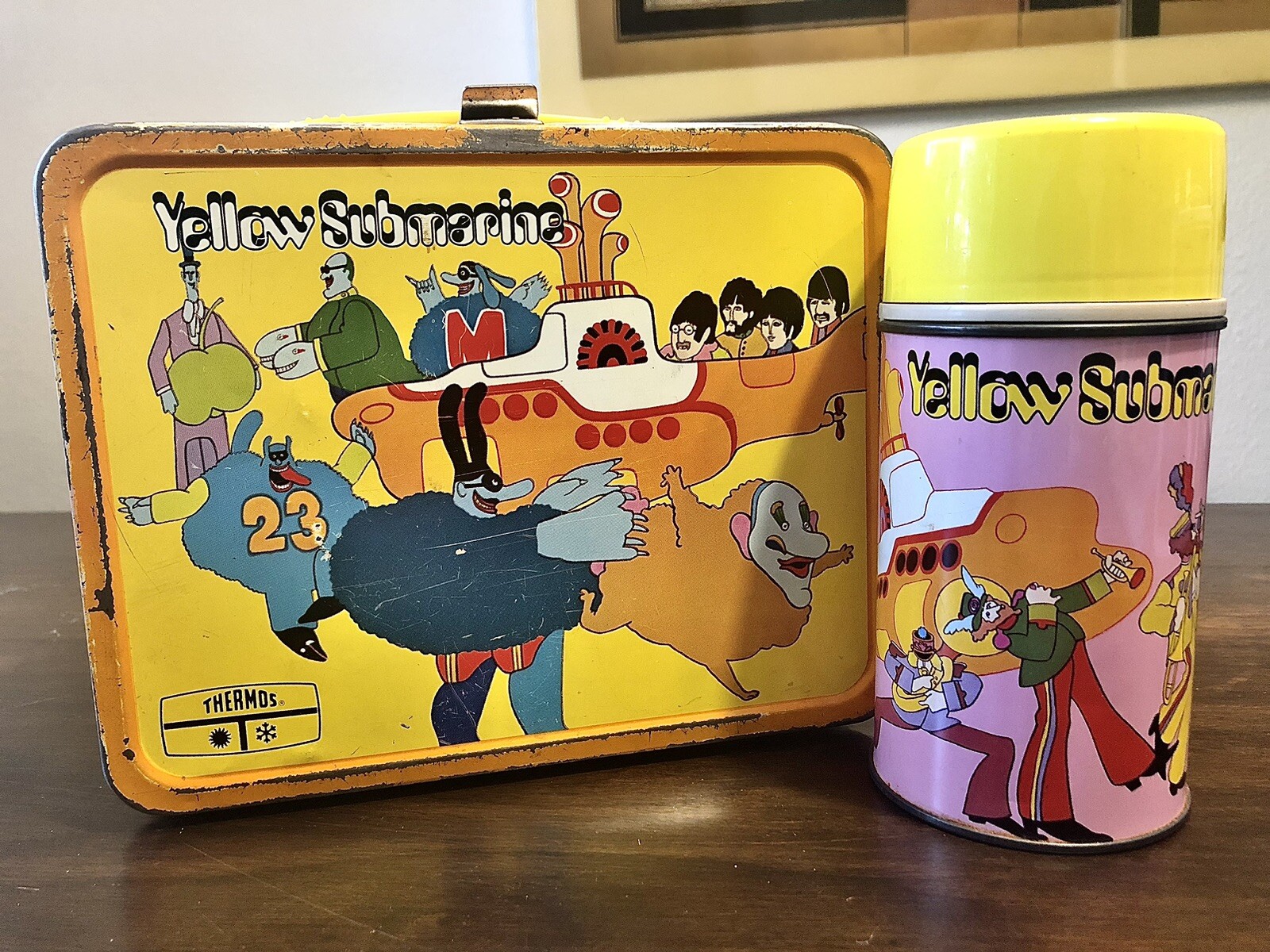 Vintage Metal 1968 Beatles Yellow Submarine Lunch Box & Thermos eBay