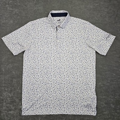 Puma Polo Shirt Mens Medium White AOP Escena Golf Club Print Golf Performance