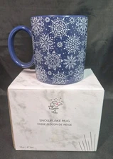 Chic & Tonic Snowflake  Mug 16 oz  Cobalt Blue, 4.125" Tall NEW