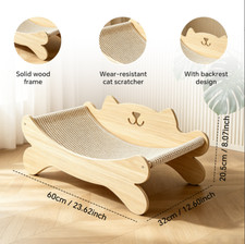24" Elevated Cat Hammock Bed Cozy Raised Cat Lounger Washable Pet Cot Beige