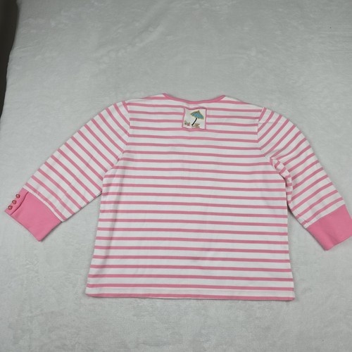 Breckenridge Petite Women's Medium Pink Striped Beach Embroidered 2 Piece Set - Picture 8 of 16