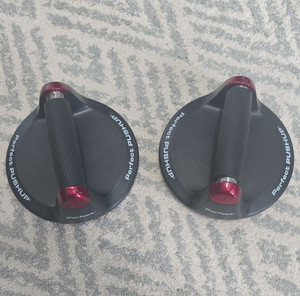 Perfect Pushup V2 Rotating Push Up Stands w/ Grips Black/Red Set of 2