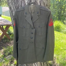 USMC Dress Alpha Green Service Jacket Military Coat Sz 40L - DSCP Crown Clothing