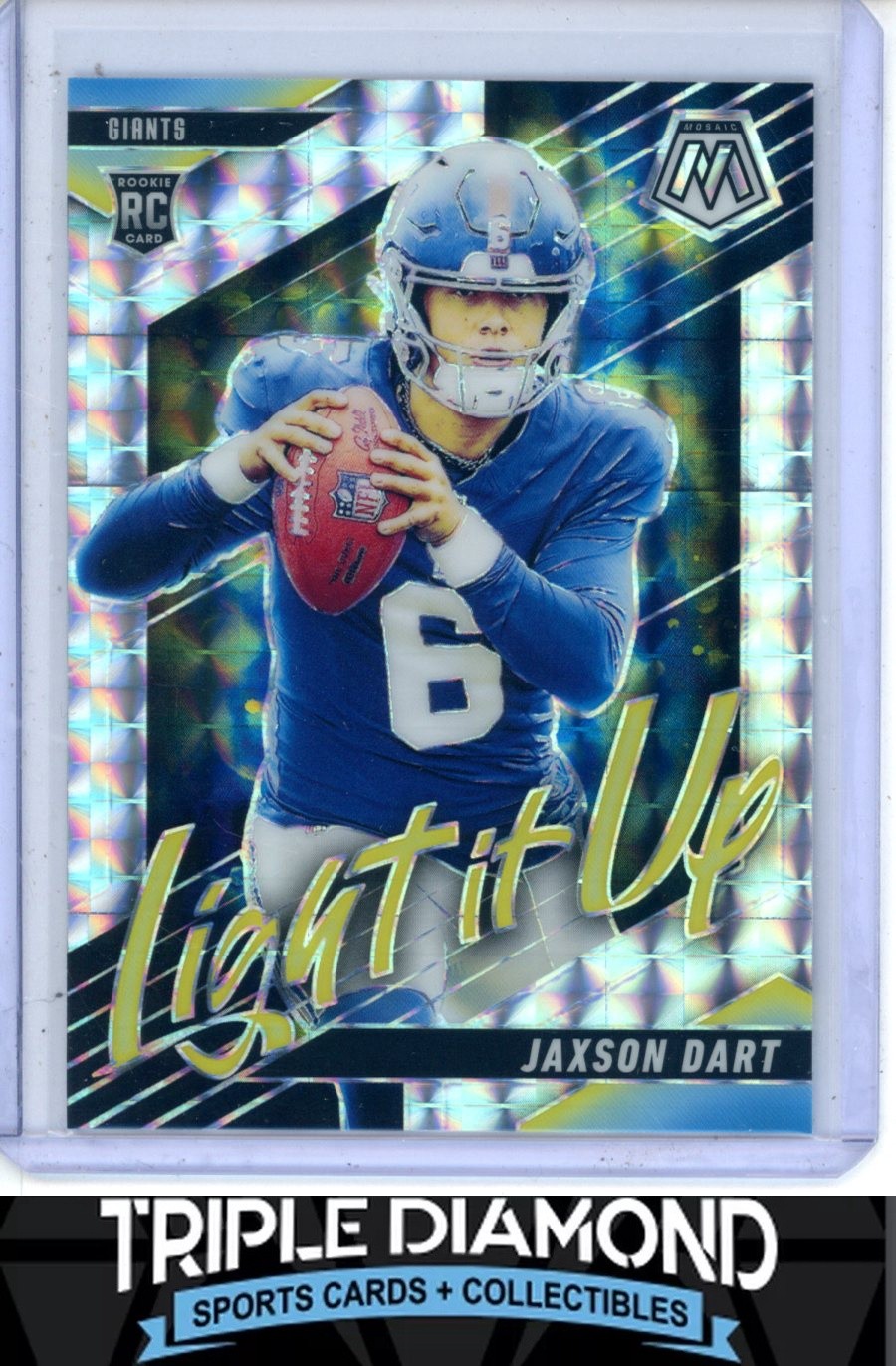 2025 Panini Mosaic Jaxson Dart Rookie Light It Up Silver Mosaic Prizm Q78