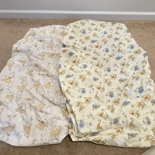 VTG Disney Winnie The Pooh White Classic Supersoft Crib Fitted Sheet Lot Of 2