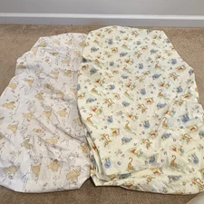 VTG Disney Winnie The Pooh White Classic Supersoft Crib Fitted Sheet Lot Of 2