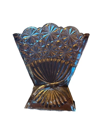 Fenton Carnival Glass Lavender Small Fan Vase