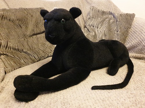 BlackPanther Soft/Hard Realistic Display Stuffed Animal Black Large Cat