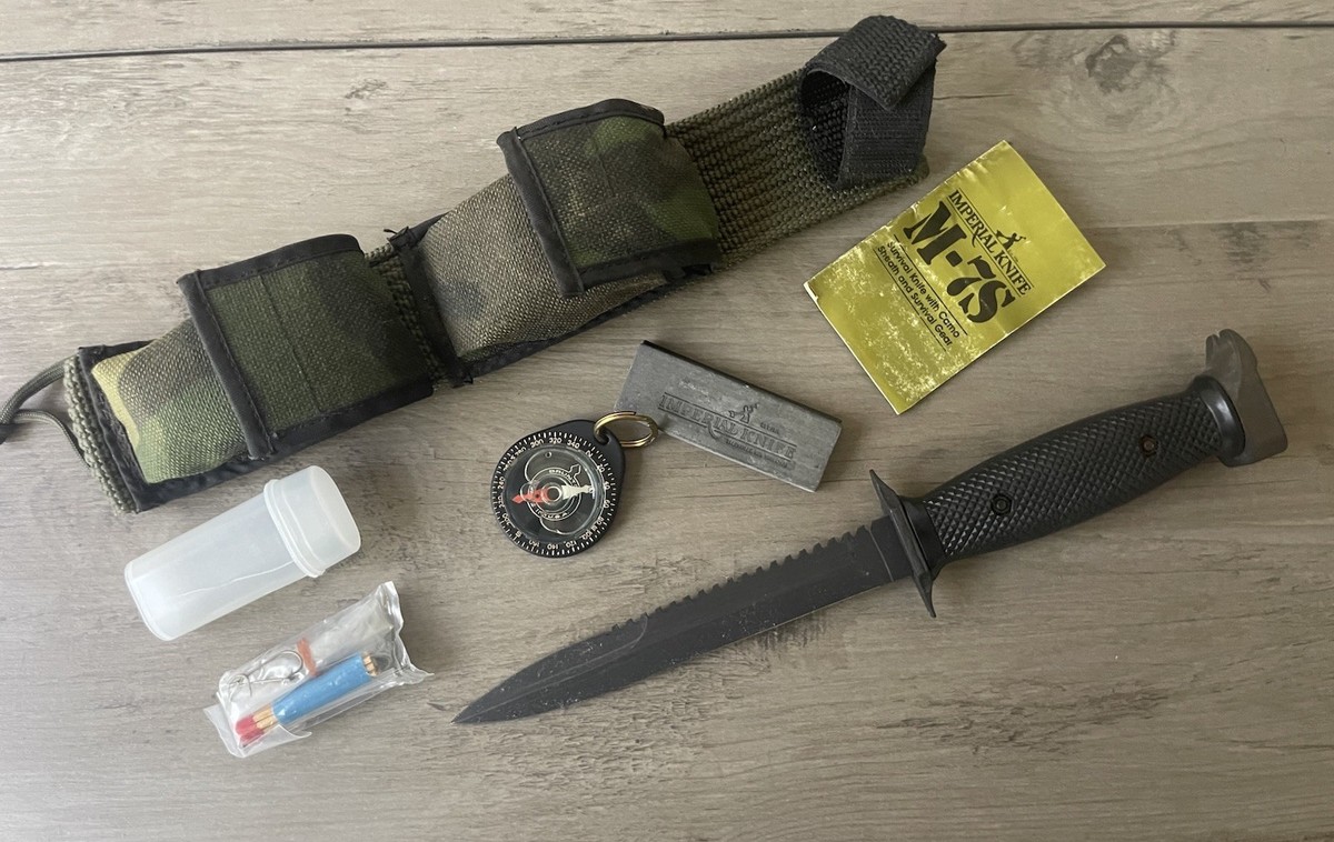 Imperial M-7S Survival Knife w/ Sheath & Accesories Vintage