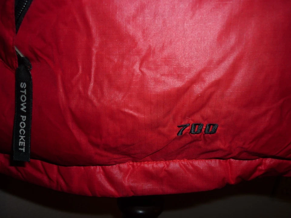 VTG North Face Vest Mens XL Red Black Nuptse 700 Down Puffer Fill Zip - Image 3 of 4