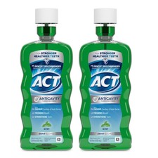 ACT Anticavity Fluoride Mouthwash with Zero 1 Fl Oz Pack of 2 , Green