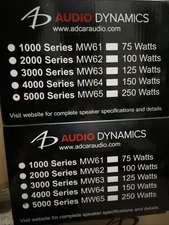Audio Dynamics 5000 Series 6.5” Speakers MW653