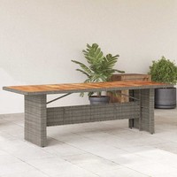 Gartentisch Mit Akazienholz-Platte Grau 240X90X75Cm Poly Rattan