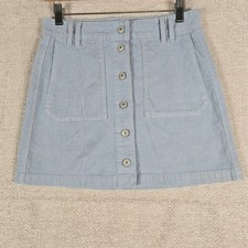 American Eagle Blue Corduroy Button Front Mini Skirt Super Stretch Sz 2 Regular