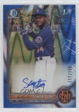 2022 Bowman Chrome Prospect Blue RayWave Refractor 117/150 Simon Juan Auto 0zr3