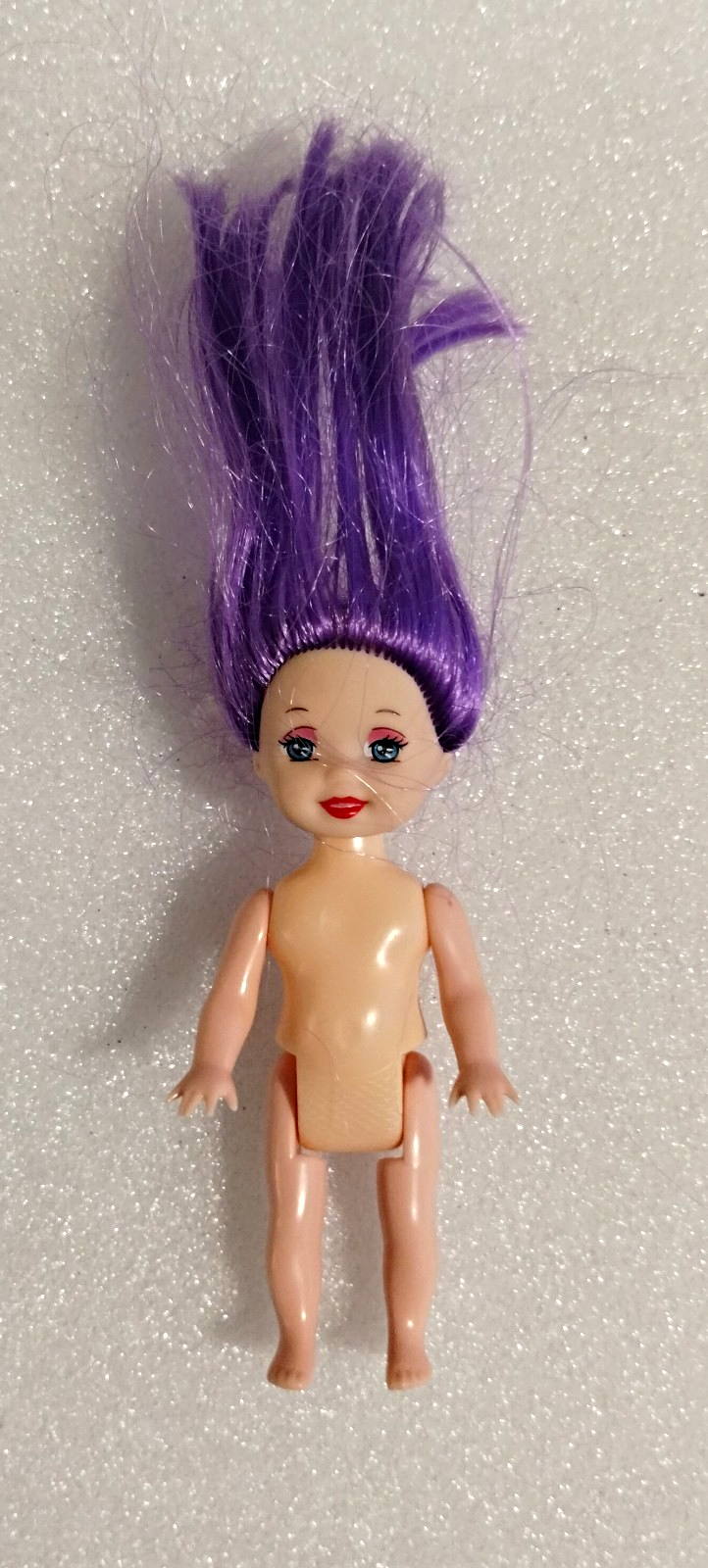 Fashion Girl Doll Light Complexion Straight Purple Hair Blue Eyes Nude