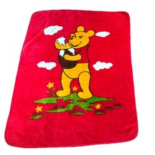 HTF Sus Winnie the Pooh Holding Honey Pot White Clouds Baby Blanket Throw Rare