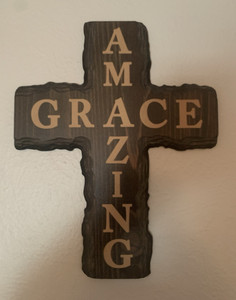Amazing Grace Wooden Wall Cross Decor Lot of 2 Christian Crosses