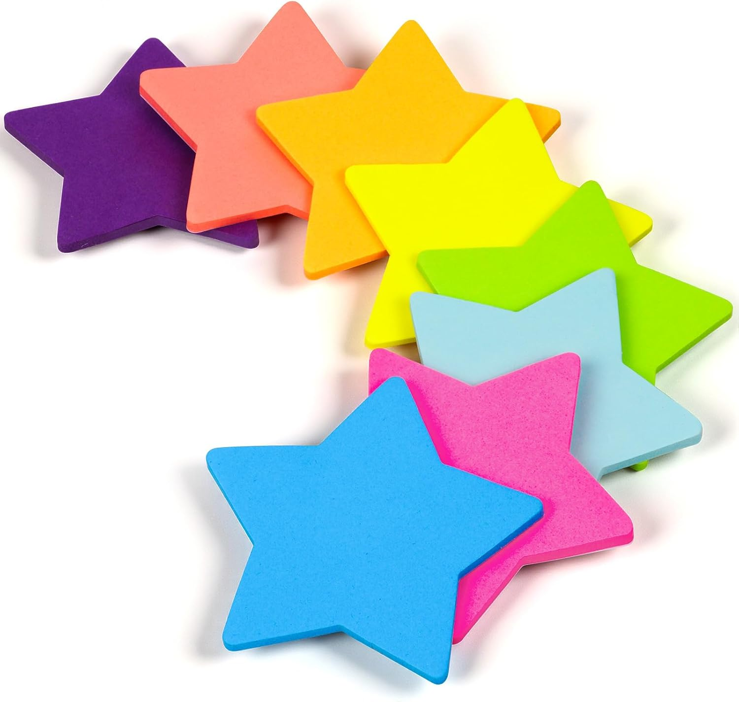 AUAUY 240 Sheets Star Sticky Notes with with 8 Color Self-Stick Notes 8 Pads/Pac