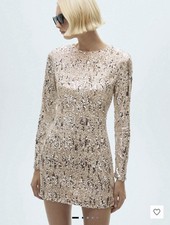 MANGO Sequin Dress Silver Champagne NWT Size 4