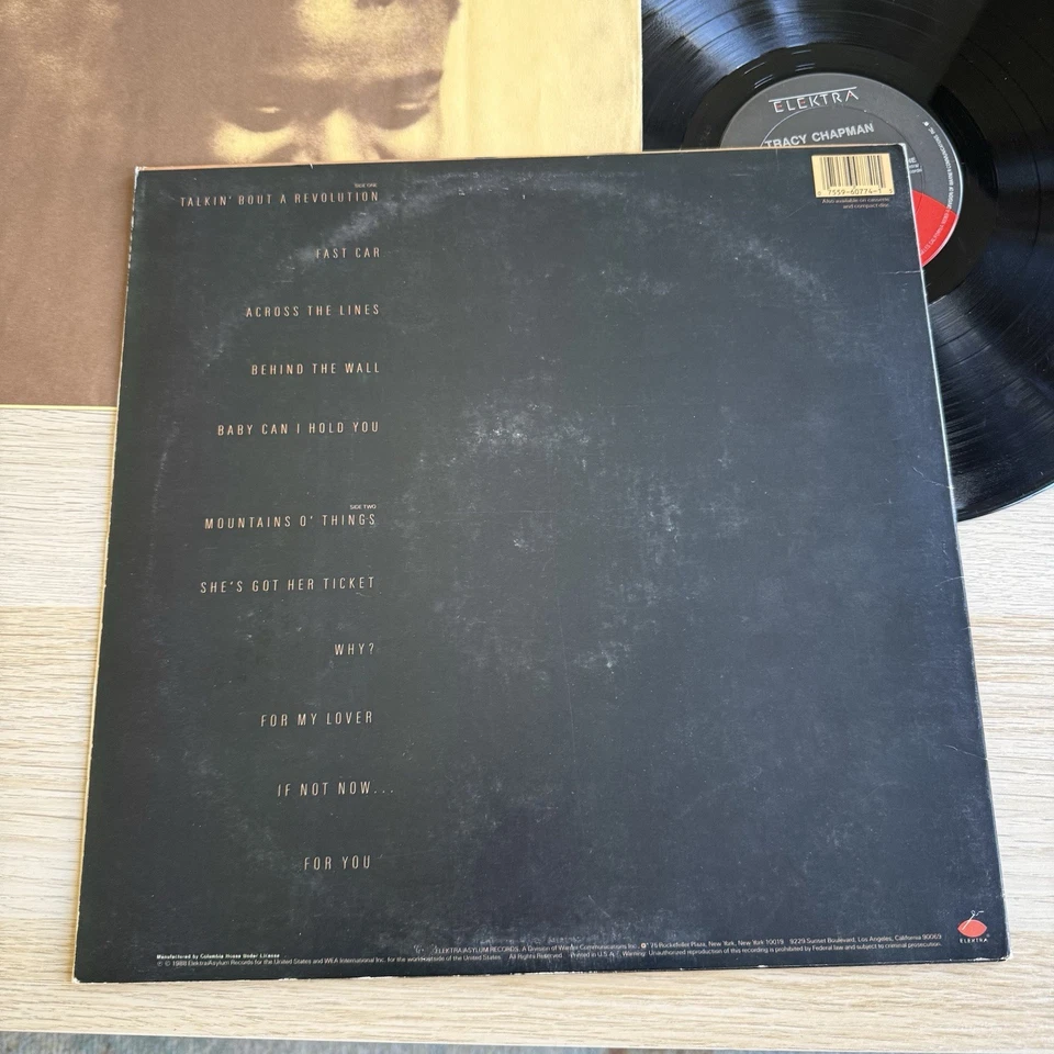 1988 Tracy Chapman Self Titled 1st US Pressing LP Complete W/OG Sleeve! VG+ - Image 2 of 4