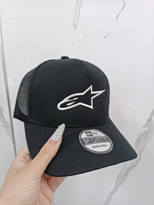 Alpinestars Logo Hat Trucker Cap Black White Racing Mesh Hat NWT