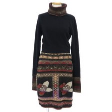 Chanel Wool Mohair Blend One Piece Dress Black Size 36 Chest 18.5 in