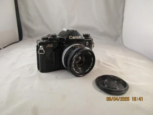 Canon A-1 Black 35mm SLR Film Camera Body FD 50mm F1:1.8 Lens S.C. JAPAN used