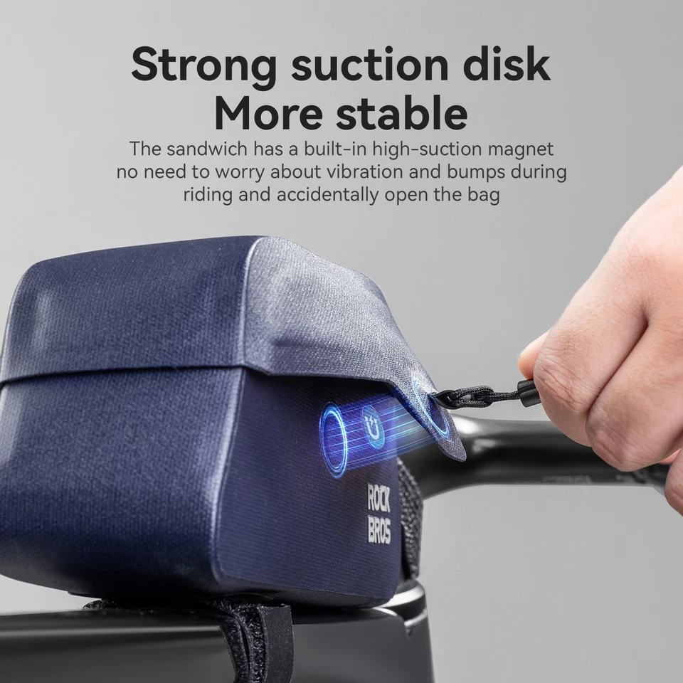 ROCKBROS Bike Frame Top Tube Bag with Magnetic Flap Waterproof Cycling Tools Bag - Image 2 of 4