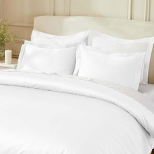 Elegant 850 TC Egyptian Cotton Duvet Cover Set, Full/Queen, White